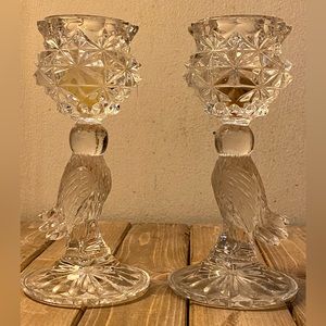 Super cute vintage glass bird candle stick holders.